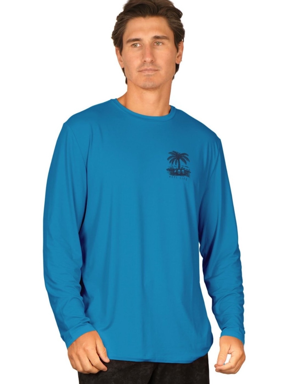 Reel life medium Blue Long Sleeve Palm Graphic Tee nwot